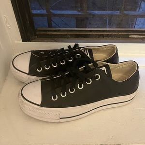 Leather platform converse